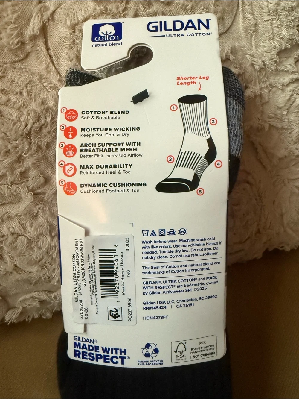 Gildan Men's Short Crew Cushion Socks - Gray & Charcoal (3 Pack)